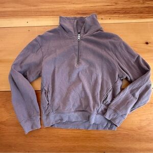 Pact Deep Taupe Essential Loopback Terry Quarter Zip Sweatshirt